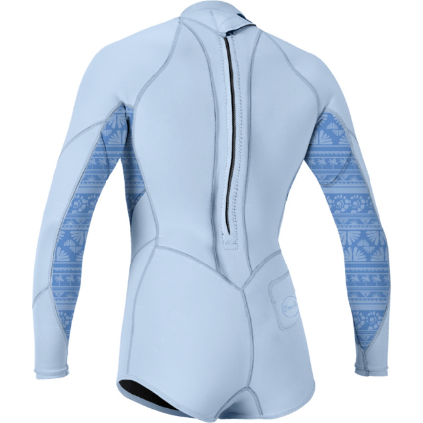 2026 O'Neill Junior Bahia 2/1mm Rückenreißverschluss Langärmel Frühlingsanzug Neoprenanzug 5411 - Chmbyblu / Surf Abstract / Chmbyblu